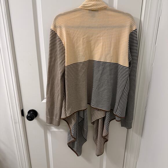 St. JOHN M Wool striped open front waterfall cardigan - Picture 7 of 8